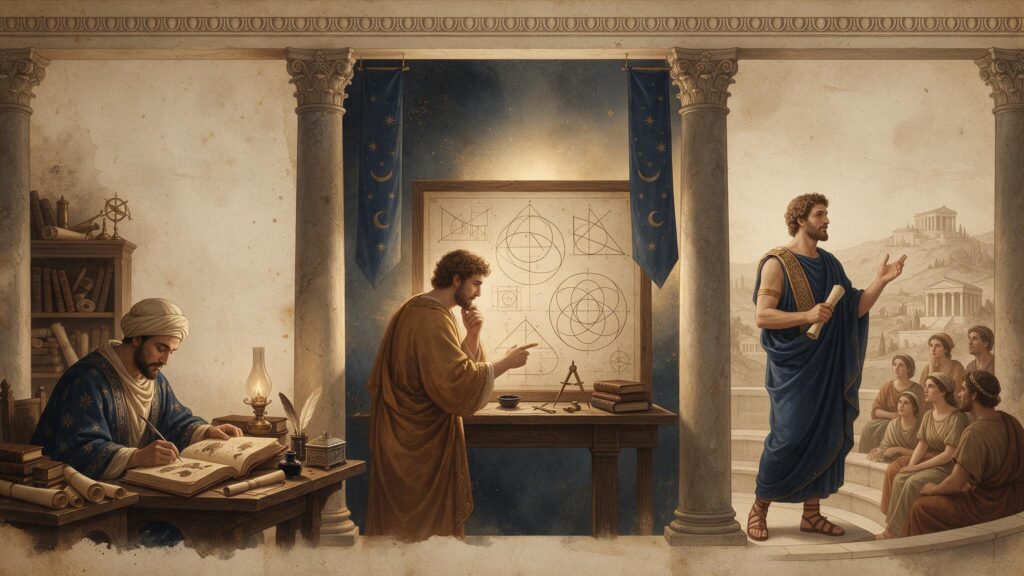 Gramática, Lógica e Retórica representadas como as três artes do Trivium
